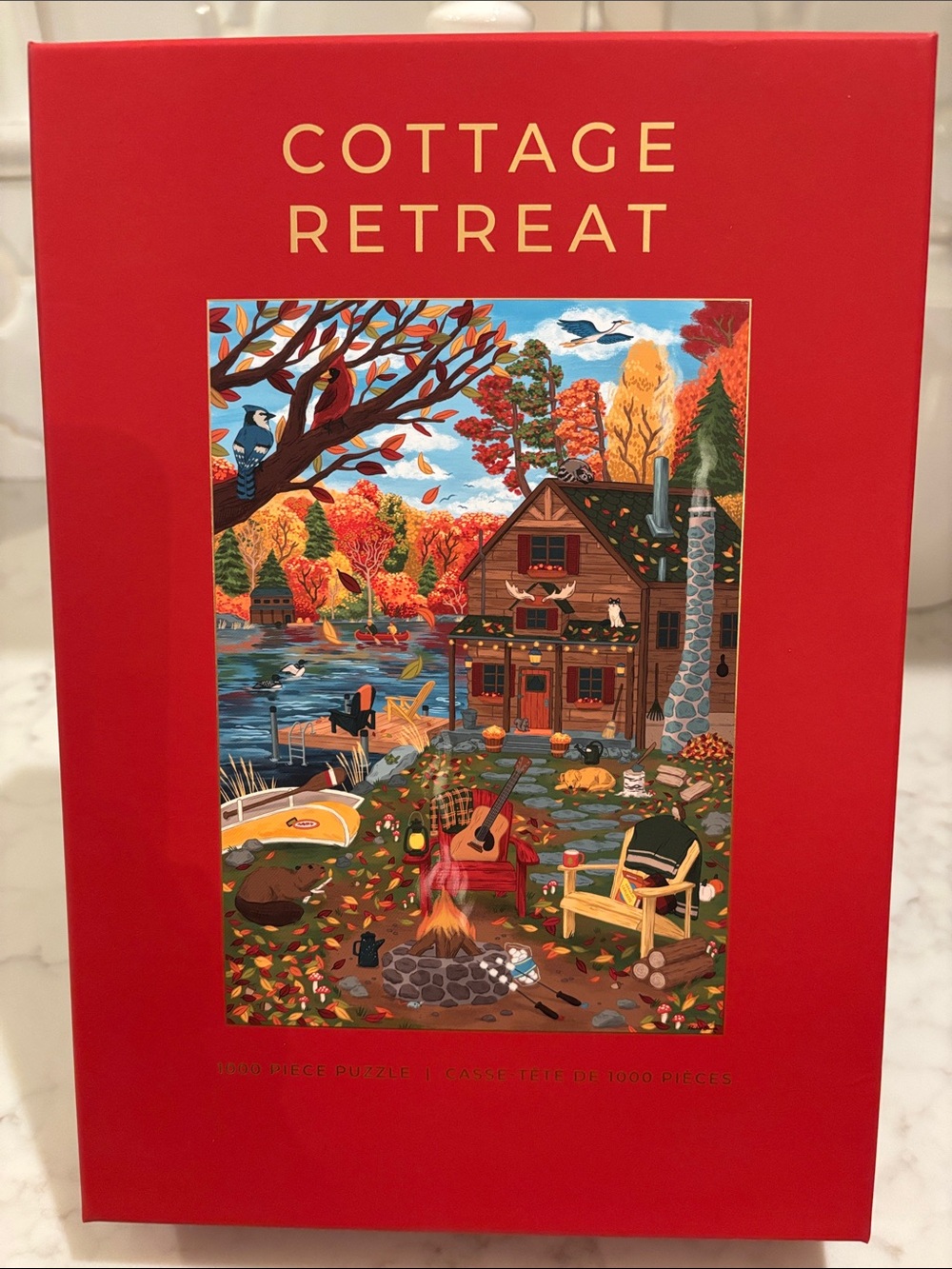 HOBBRY Cottage Retreat 1000 Piece Puzzle - Red Box